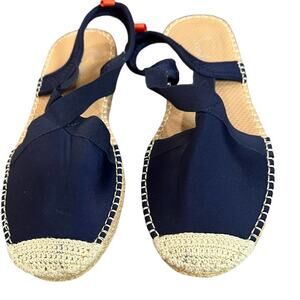 Sea star beachwear blue and tan. Flat water friendly espadrilles size 10